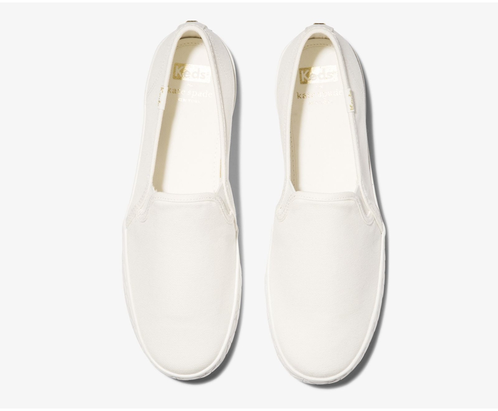 Slip Ons Keds Femme Blanche - Kate Spade New York Double Decker Logo Foxing - 824-KARPME